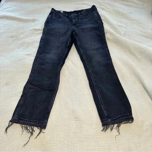 GAP Vintage Slim High Rise Jeans Unfinished Hem Black 30/10 EUC​ - Picture 8 of 16